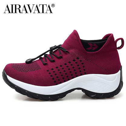 Women’s Breathable Fly-Weaving Walking Sneakers – Non-Slip Casual Shoes