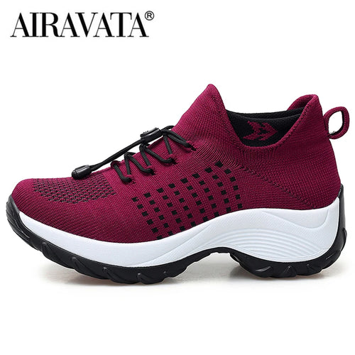 Women’s Breathable Fly-Weaving Walking Sneakers – Non-Slip Casual Shoes