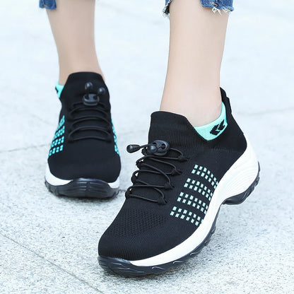 Women’s Breathable Fly-Weaving Walking Sneakers – Non-Slip Casual Shoes