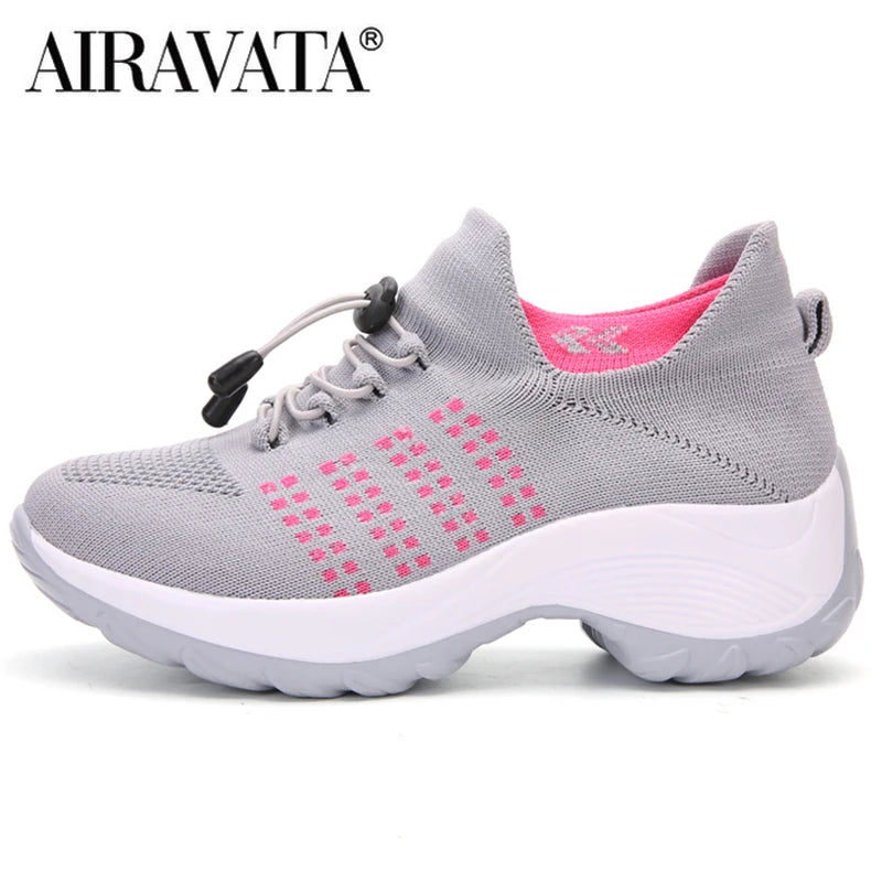 Women’s Breathable Fly-Weaving Walking Sneakers – Non-Slip Casual Shoes
