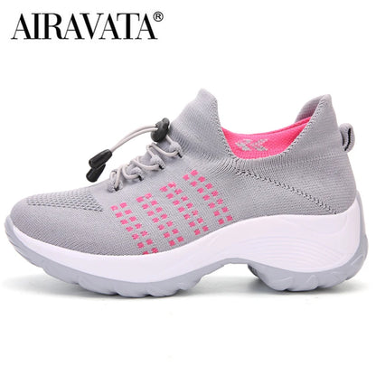 Women’s Breathable Fly-Weaving Walking Sneakers – Non-Slip Casual Shoes