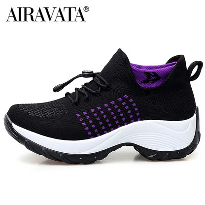 Women’s Breathable Fly-Weaving Walking Sneakers – Non-Slip Casual Shoes